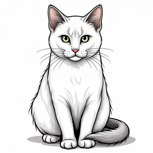 clean hand-drawn outlines of a birman cat from the front view