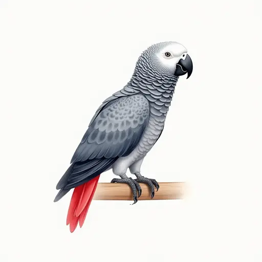 Watercolor style of a african grey parrot