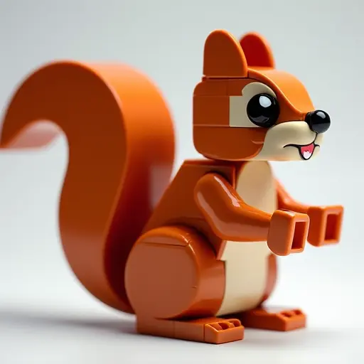 LEGO style of a squirrel from the side view