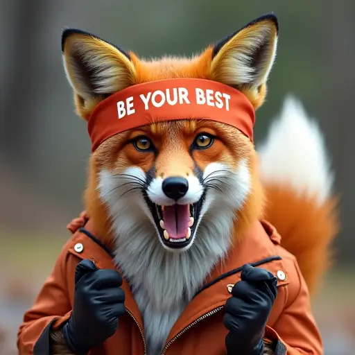 fox, headband, slogan Be Your Best, empowering style