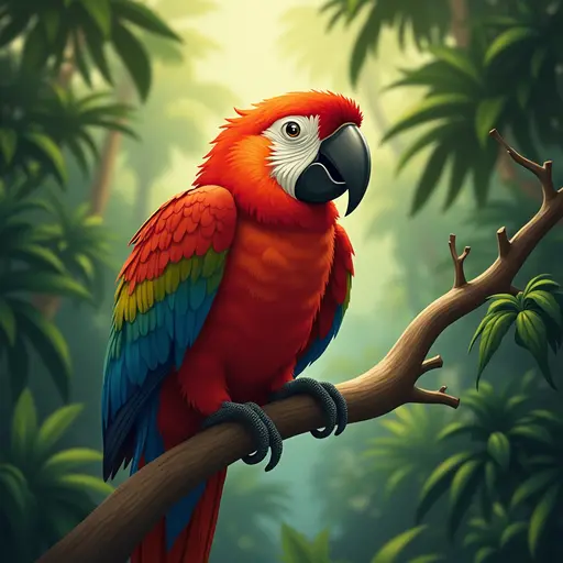 studio ghibli style of a eclectus parrot