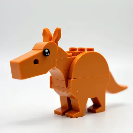 LEGO style of a aardvark from the side view