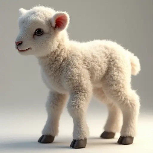 8k hyper real octane render blender of a baby lamb from the side view