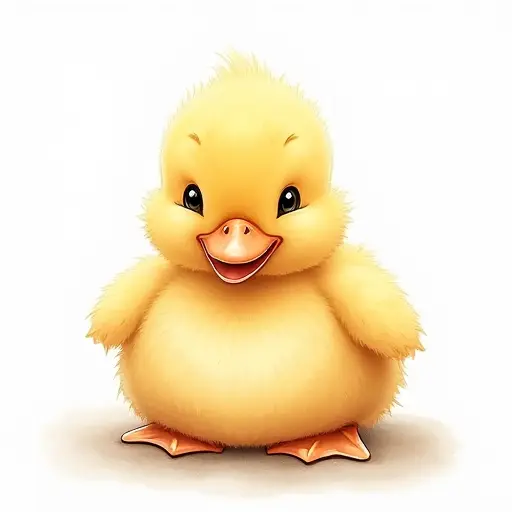 watercolor style of a baby duck from the front view