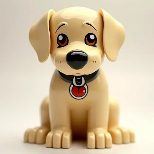 LEGO style of a labrador retriever from the front view