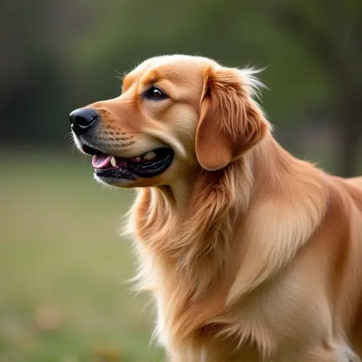 hd photo of a golden retriever from the side view