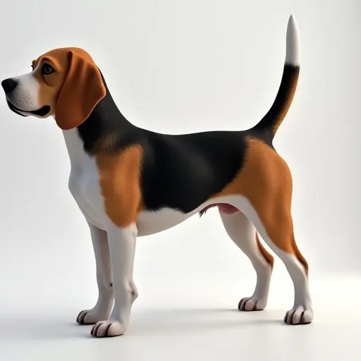 8k hyper real octane render blender of a beagle from the side view