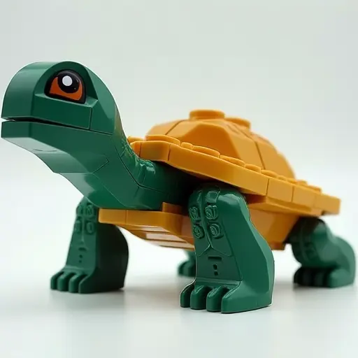 LEGO style of a turtle from the side view