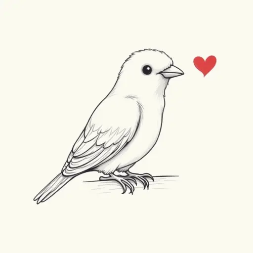 clean pencial outline sketch of a lovebird