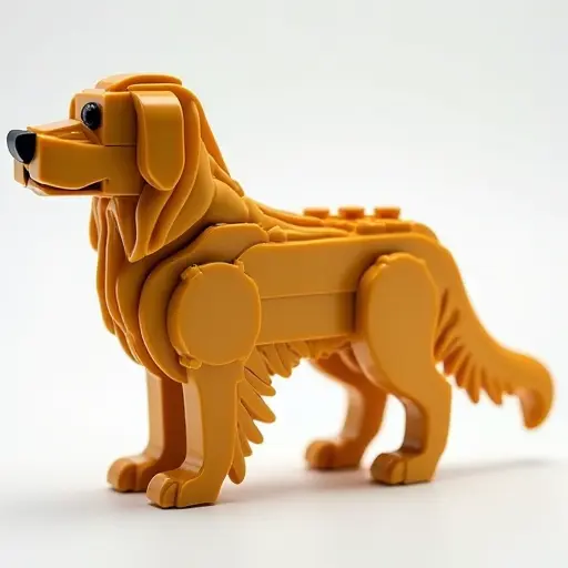 LEGO style of a golden retriever from the side view