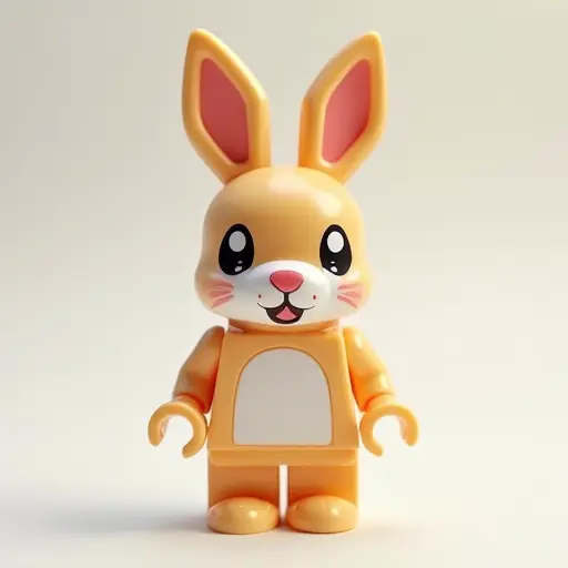 LEGO style of a baby rabbit from the front view