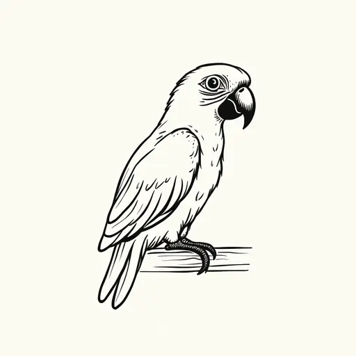 clean hand-drawn outlines of a macaw