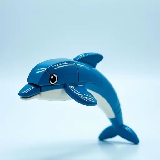 LEGO style of a dolphin from the side view