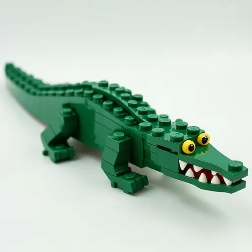 LEGO style of a crocodile from the side view