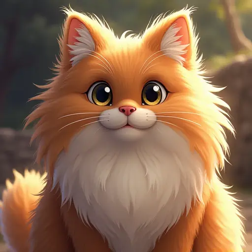 studio ghibli style of a british longhair from the front view