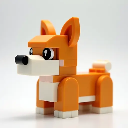 LEGO style of a corgi from the side view