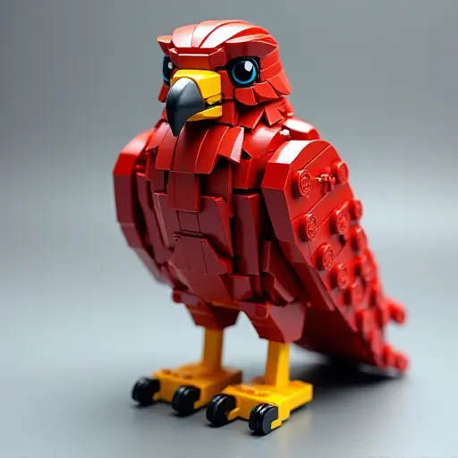 LEGO style of a falcon from the front view