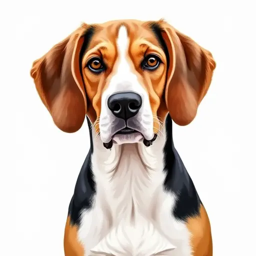 Watercolor style of a beagle from the front view