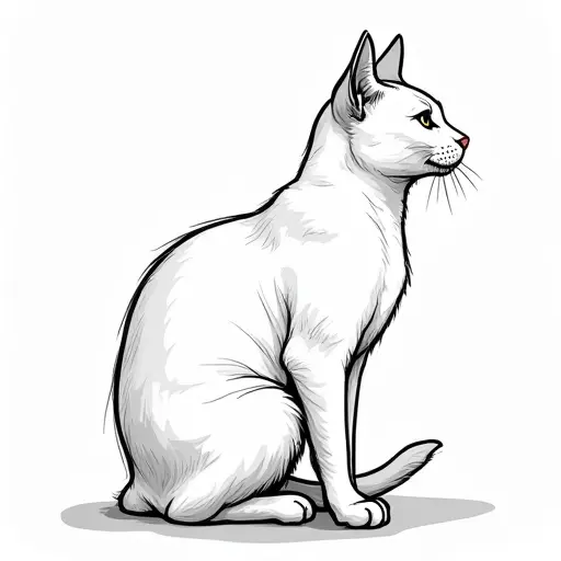 clean pencial outline sketch of a american shorthair from the side view