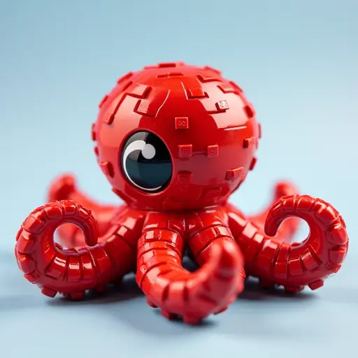 LEGO style of a octopus from the side view