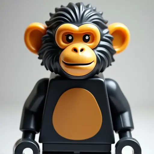 LEGO style of a macaque from the front view