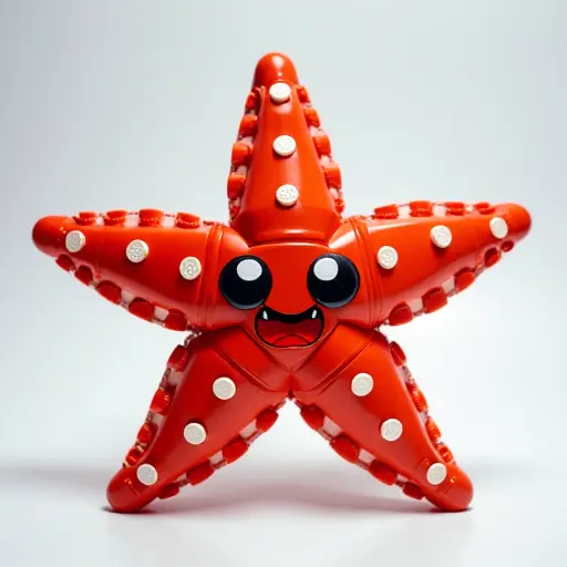 LEGO style of a starfish from the front view