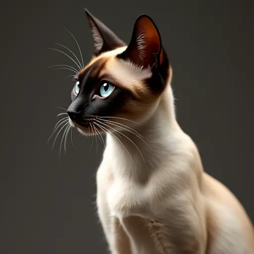 8k hyper real octane render blender of a siamese cat from the side view