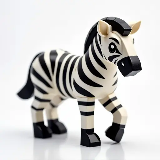 LEGO style of a zebra from the side view