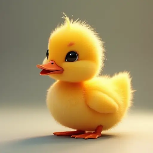 8k hyper real octane render blender of a baby duck from the side view