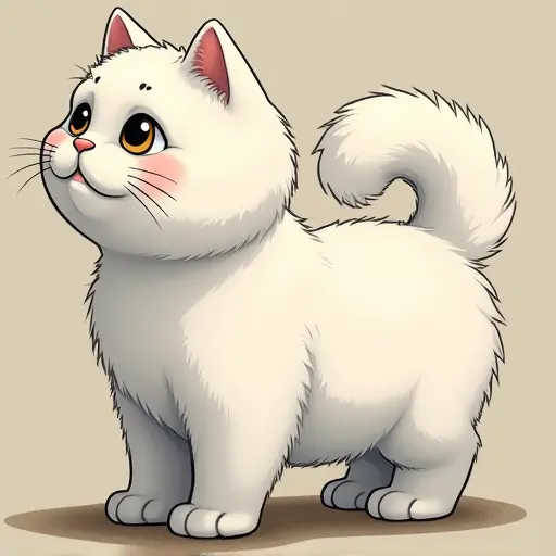 studio ghibli style of a scottish fold from the side view