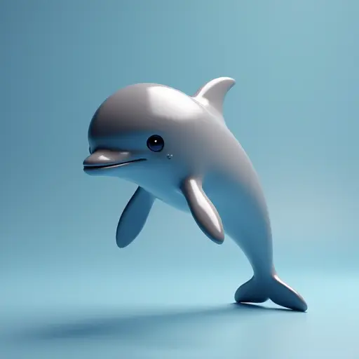 8k hyper real octane render blender of a baby dolphin from the front view