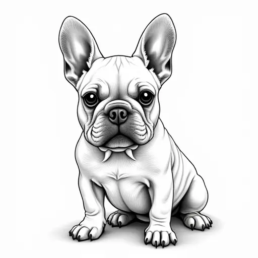 clean hand-drawn outlines of a french bulldog from the front view