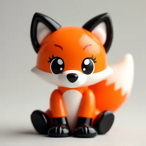 LEGO style of a baby fox from the front view