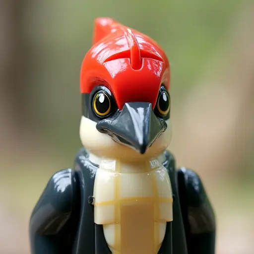 LEGO style of a woodpecker from the front view