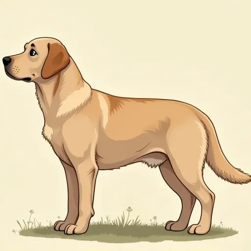 studio ghibli style of a labrador retriever from the side view