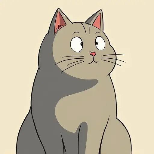 studio ghibli style of a british shorthair from the side view