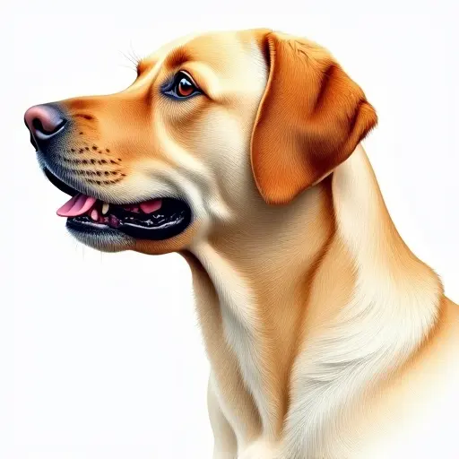 colored pencil drawing style of a labrador retriever from the side view