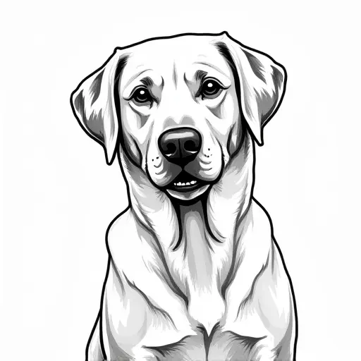 clean hand-drawn outlines of a labrador retriever from the front view