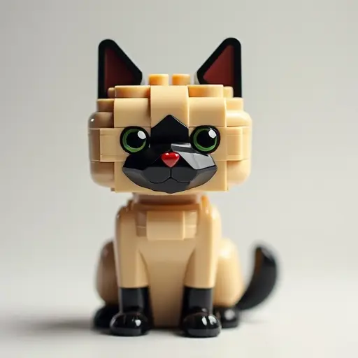 LEGO style of a birman cat from the front view