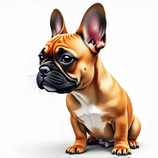 colored pencil drawing style of a french bulldog from the side view