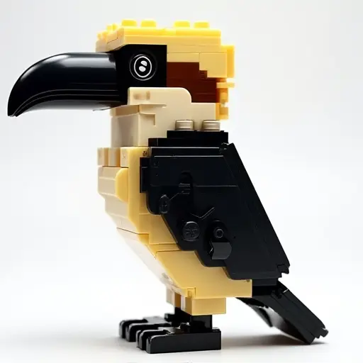 LEGO style of a kookaburra from the side view