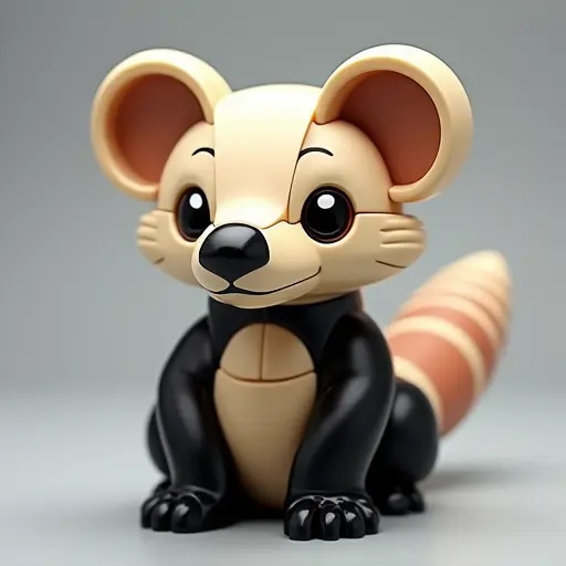 LEGO style of a opossum from the front view