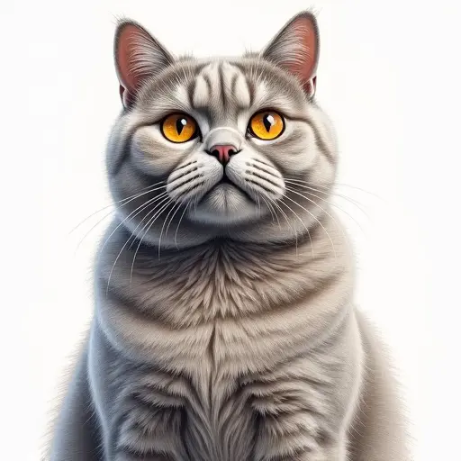 colored pencil drawing style of a british shorthair from the front view