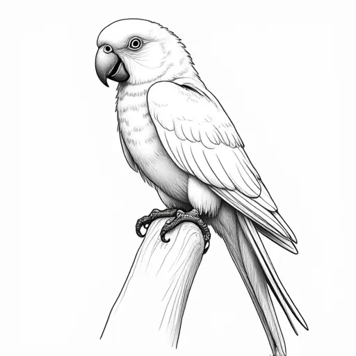 clean hand-drawn outlines of a parrot from the front view