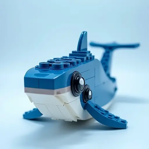 LEGO style of a whale from the front view