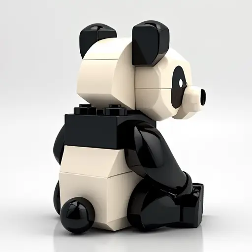 LEGO style of a baby panda from the side view