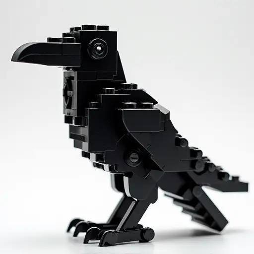 LEGO style of a crow from the side view