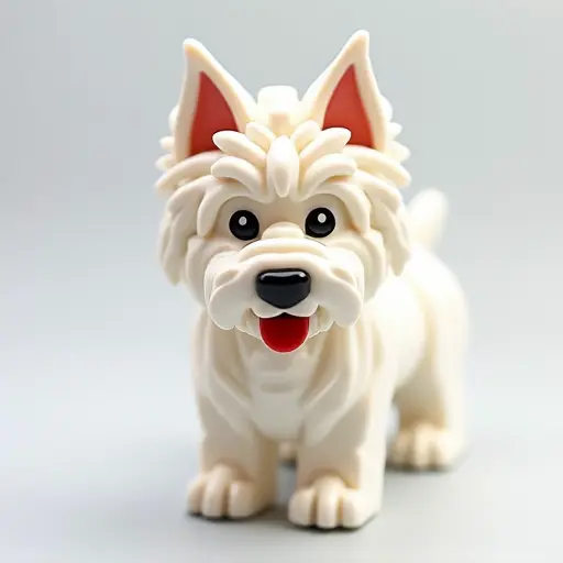 LEGO style of a west highland white terrier from the front view