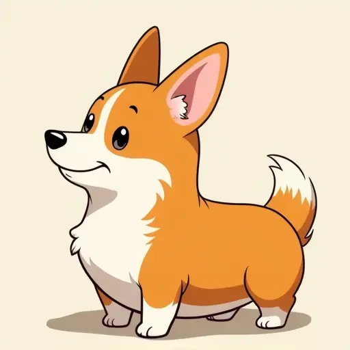 studio ghibli style of a corgi from the side view