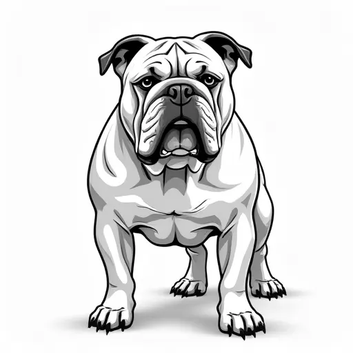 clean pencial outline sketch of a bulldog from the front view